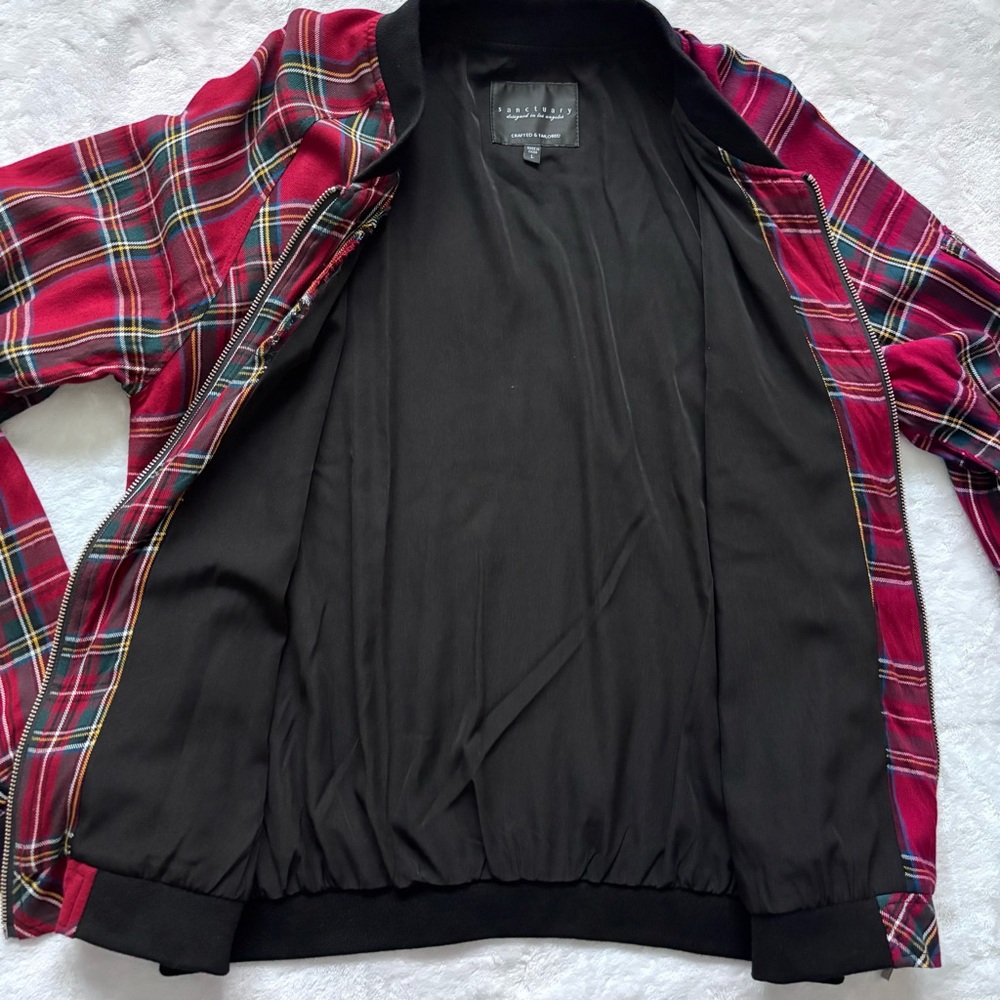 SANCTUARY Tartan Plaid Bomber Jacket--EUC--L - Picture 7 of 16